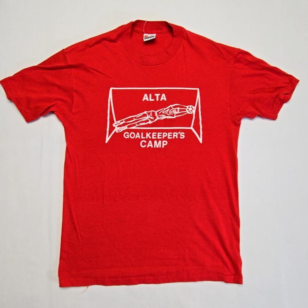 Vintage Signal Alta Goalkeeper's Camp Red Graphic Shirt Mens L Soccer Tee 90s